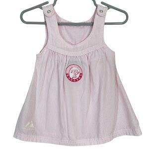 Majestic Texas Rangers Baby Girls Pink Seersucker Striped Dress Size 0-3M